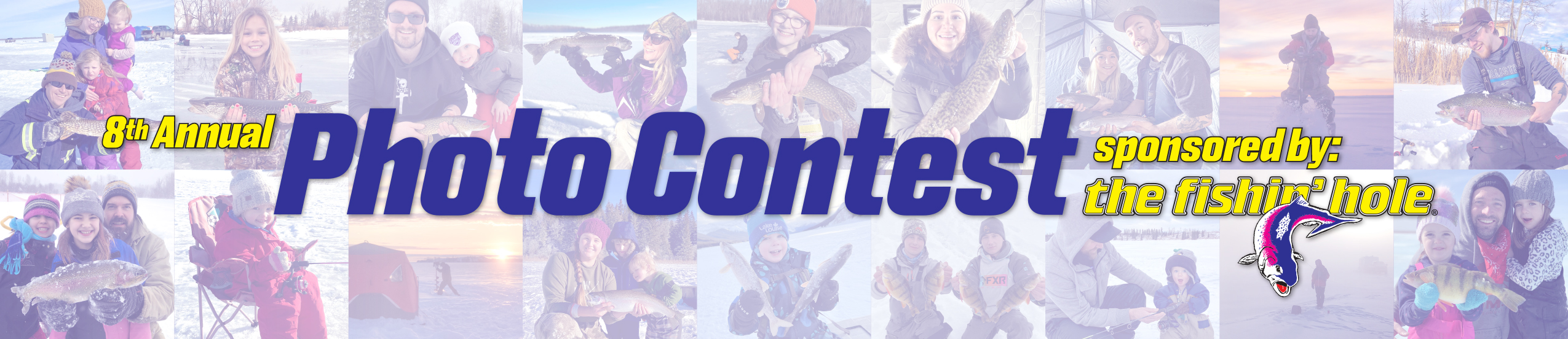 Banner of multiple ice-fishing photos declaring 8th annual photo contest