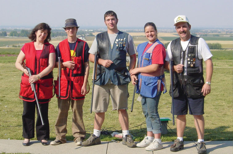 Bob with his wife and children at the shotgun range (left to right; Carla, Rob, Joey, Holly, Bob)