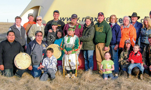 Group of people gathered for the Prairie Chicken Dance world Championship