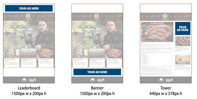 Harvest You Own website ad Sizes